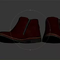 Brown Leather Ankle Boots With Side Zip Design For Daily Wear 3d model