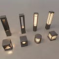 Various Shaped Modern Outdoor Lights With Illuminated Features For Garden Use