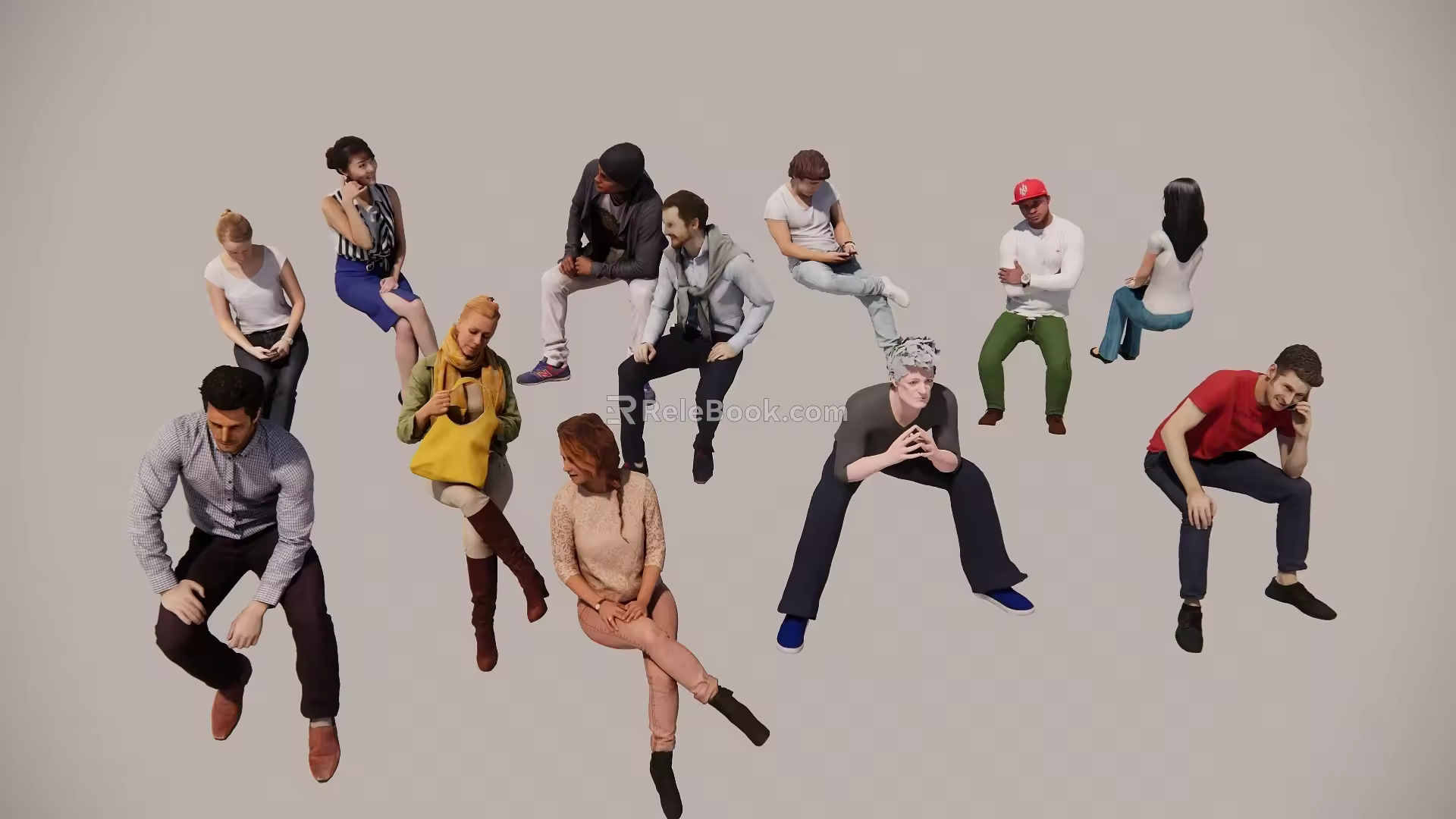 Characters sit 3d model