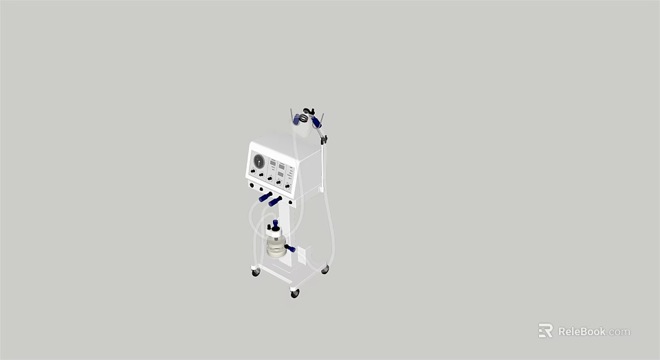Advanced Medical Device With Control Panel Display Screen Wheels And Connecting Cables 3d model 
