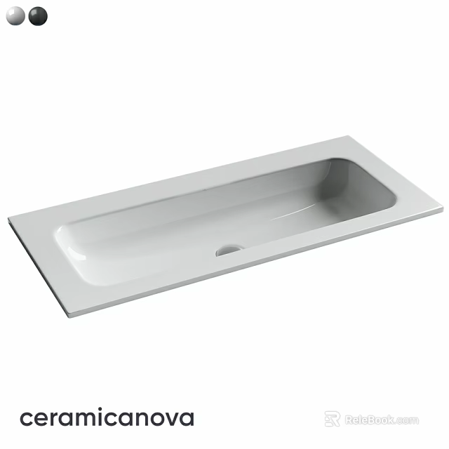White Rectangular Washbasin For Modern Bathroom Vanity With Sleek Surface Design 3d model 