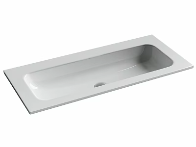 White Rectangular Washbasin For Modern Bathroom Vanity With Sleek Surface Design 3d model