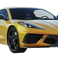 Yellow Corvette Sports Car With Sleek Body Design Black Alloy Wheels And Modern Front Fascia