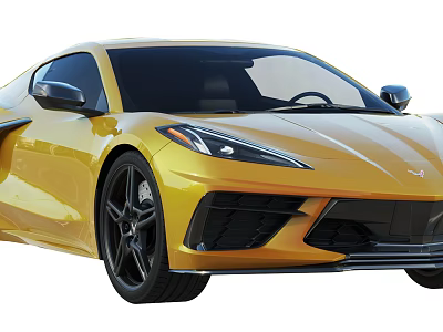 Yellow Corvette Sports Car With Sleek Body Design Black Alloy Wheels And Modern Front Fascia 3d model