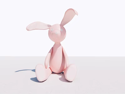 Cute Check-in Photo Spot With Pink Rabbit Doll In Sitting Posture And White Background 3d model