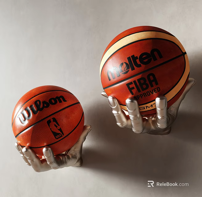 Durable Metal Hand Shaped Basketball Holder for Wilson NBA and Molten FIBA Balls Storage 3d model 