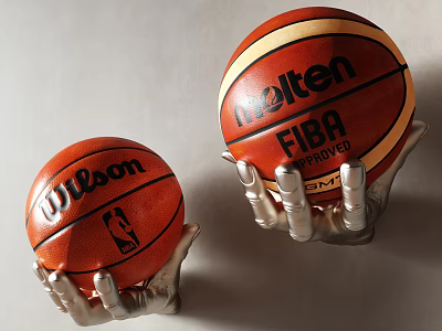 Adams hand storage ledge basketball storage rack palm art wall decoration wall decoration basketball sports goods 3d model