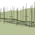 Tea Field Ladder Sculpture Sketch Art Installation Sketch 3d model