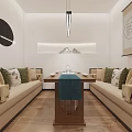 Modern Chinese Teahouse Corridor With Decorative Paintings Marble Floor And Wooden Elements
