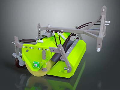 Green Agricultural Machinery With Metal Frame Wheels And Cutting Mechanism 3d model