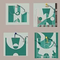 Creative Basketball Court Design Layouts With Green Trees And Colorful Patterns