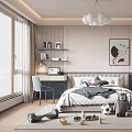 Modern Children's Bedroom Interior With Toys Bed And Desk