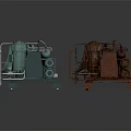 Green And Brown Industrial Machinery Setup With Pipes Control Panels And Metal Frames