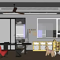 Entertainment Room Interior Design With Red Chair Black Table Yellow Bookshelves And Kids Play Tent