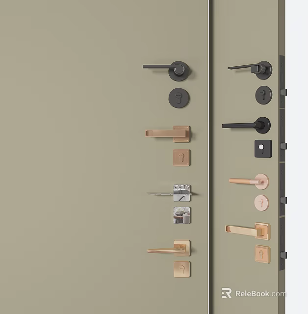 Stylish Contemporary Door Handles With Multiple Designs And Finishes For Home Interior 3d model 