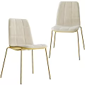 Modern Beige Upholstered Single Chair with Gold Metal Legs and Minimalist Design