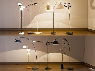 Combination of lamps and lanterns in ancient style floor lamp creative floor lamp special-shaped lamp 3d model