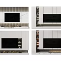 Modern TV Wall Design With Fireplace Cabinets Shelves And Marble Accents