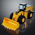 Yellow Heavy Duty Construction Loader With Large Black Tires Front Bucket And Operator Cab 3d model