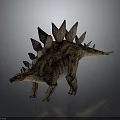 Realistic 3D Stegosaurus Dinosaur Model With Dorsal Plates On Gray Background