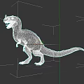 Green And Red Reptile Dinosaur With Open Mouth Sharp Teeth Standing On Dark Background