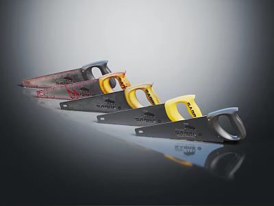 High Quality Ergonomic Hand Saws With Yellow Black Red Handles And Different Designs 3d model