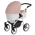 Stylish Baby Stroller With Pink Canopy White Body And Black Accents