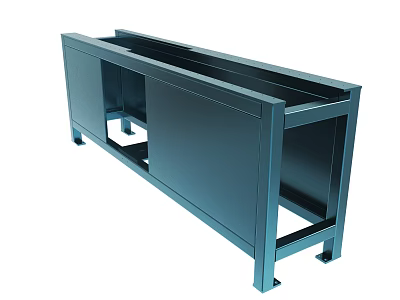 Modern Industrial Metal Cabinet With Rectangular Design Open Compartment And Sturdy Legs 3d model
