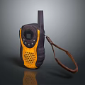 Portable Purple And Yellow Walkie Talkie With Brown Lanyard Design