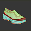 Modern Mesh Sneakers in White and Light Green with Thick Wavy Sole and Breathable Upper