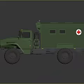 Green Military Armored Tank Featuring Red Cross Medical Vehicle Design Structure
