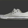 White Canvas Casual Shoes With Classic Laced Design And Distressed Worn Look