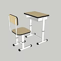 Student Desk with Wooden Top White Frame Adjustable Height and Rolling Wheels Simple Design