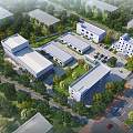 Modern Factory Building Yuncheng Paint Factory Building Garden Aerial View 3d model