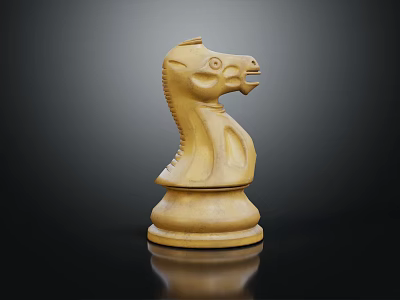 Decorative Wooden Chess Knight Piece for Board Game Entertainment Tabletop 3d model
