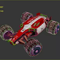 Pink And White Racing Car With Large Tires And Stylish Modern Design