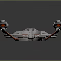 Detailed Spaceship Model Featuring Disc Shaped Body Two Engines And Gray Orange Color