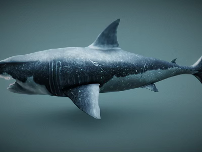 Realistic 3D Shark Model With Open Mouth And Detailed Skin Texture 3d model