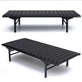 Modern Black Leather Sofa Bench With Stitch Detail And Sturdy Frame 3d model