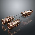 Car Engine Parts In Golden Color With Connected Mechanical Structure And Shiny Surface