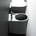 Modern White Toilet In Sleek Bathroom Interior With Bidet And Chrome Faucet