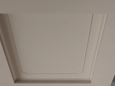 Elegant Simple Ceiling Design With Decorative Moldings And Light Color Square Pattern 3d model