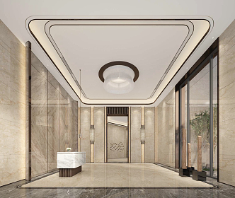 Modern Hall Entry Lobby 3d model