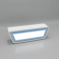 Modern Functional Desk with Various Geometric Shapes White Blue Colors and LED Illuminated Edges