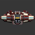 Red And White Sci Fi Spaceship Model With Multiple Engines And Transparent Cockpit 3d model