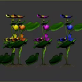 Vibrant Aquatic Plants With Colorful Flowers Green Leaves And Roots