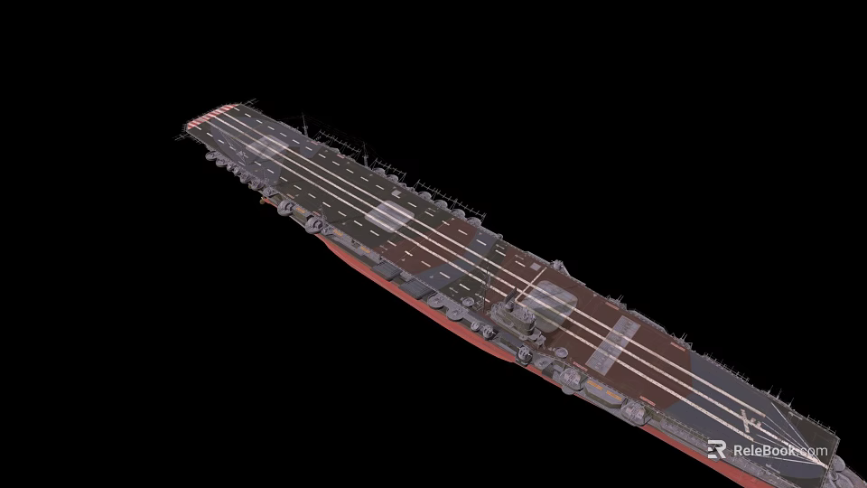 Aircraft Carrier Warship With Flight Deck Runway And Naval Equipment Structure 3d model 