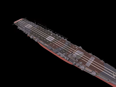 Aircraft Carrier Warship With Flight Deck Runway And Naval Equipment Structure 3d model