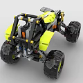 Building Blocks Monster Truck with Large Yellow Gray Tires and Mechanical Structure