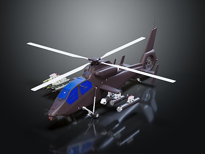 modern helicopter gunship 3d model